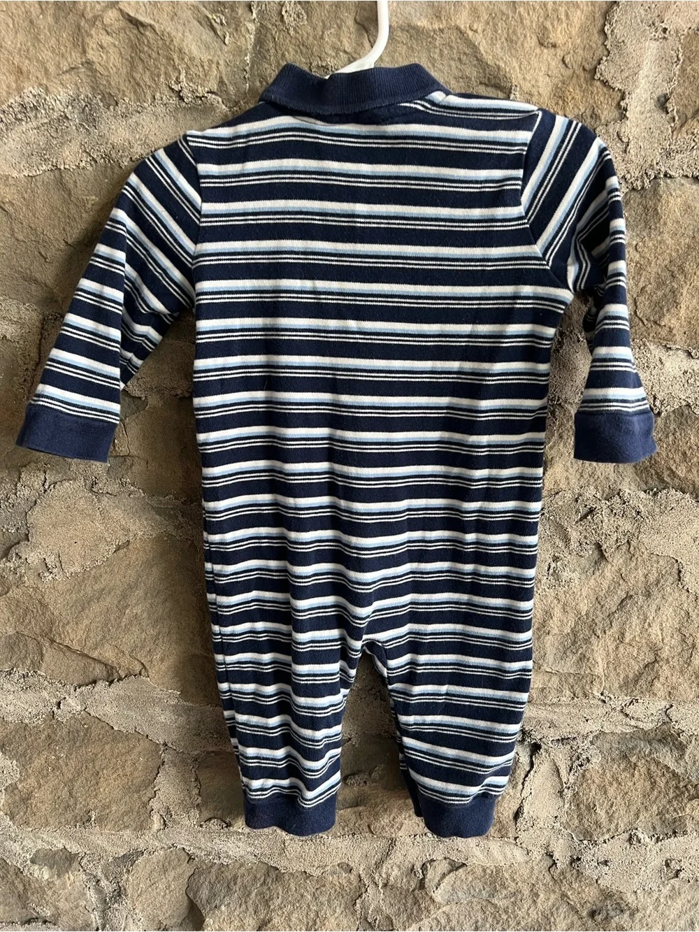 Size 6M Ralph Lauren Navy, White & Light Blue Striped Polo One-Piece